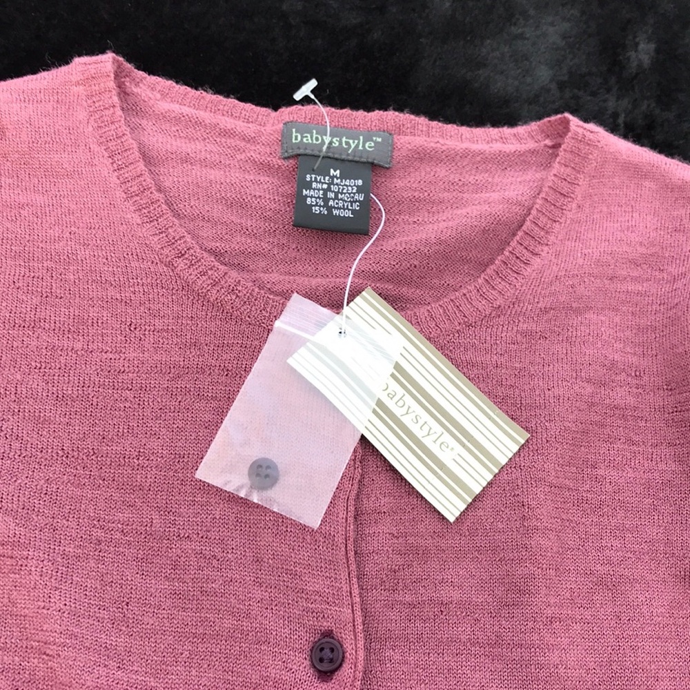 NWT BabyStyle Black Plum Ombré Button Up Cardigan Sweater Maternity Wool Blend M